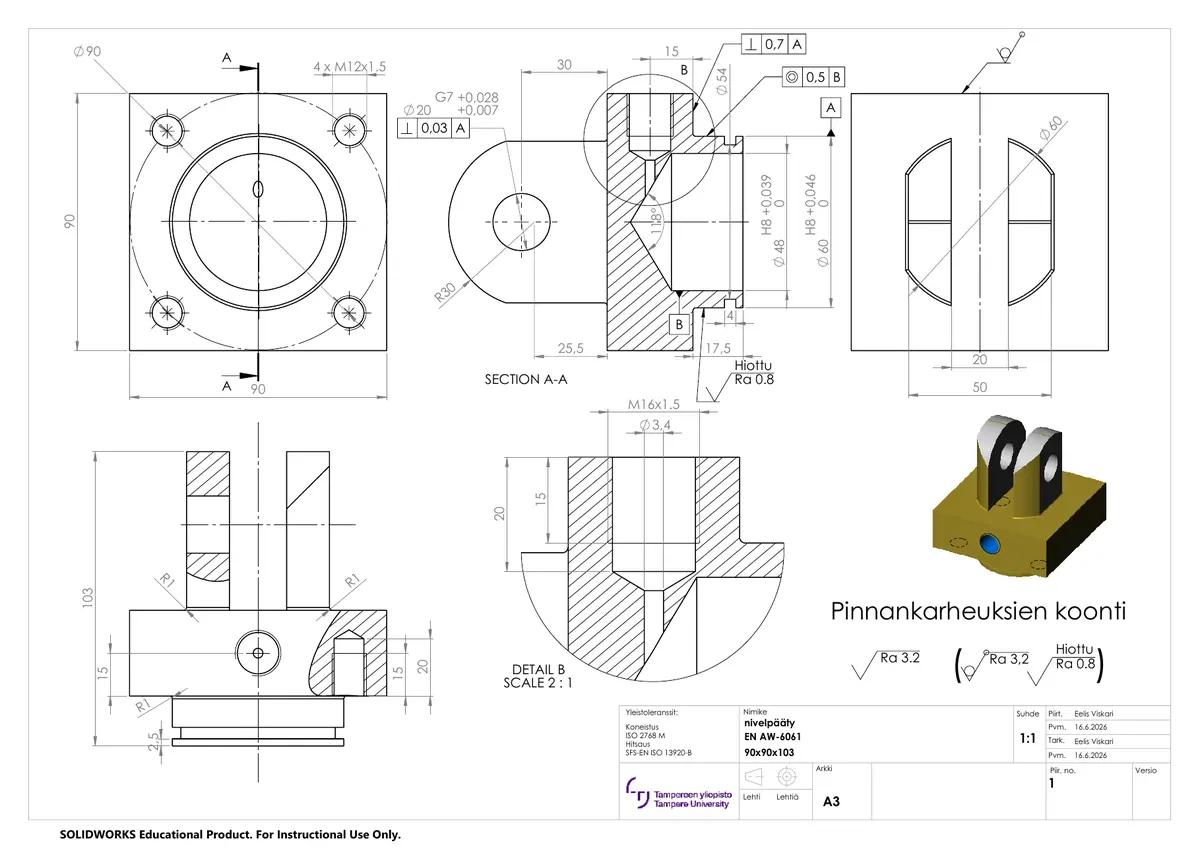 Preview of the joint end technical drawing