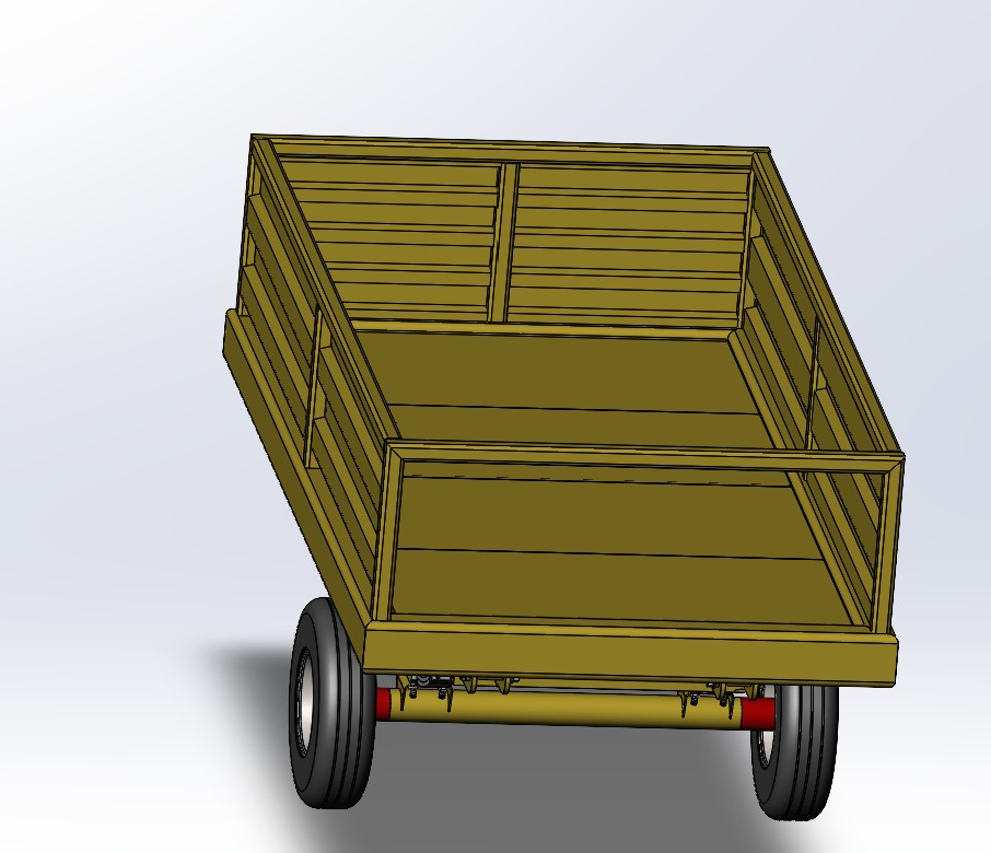 Rear view into the tipping trailer body